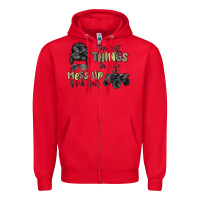Red the best things in life mess up your hair Zipper Hoodie - MaliasSmallBusiness