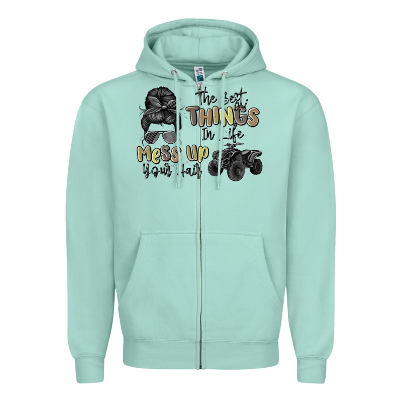 The Best Things In Life Mess Up Your Hair Zipper Hoodie by MaliasSmallBusiness | Teevron