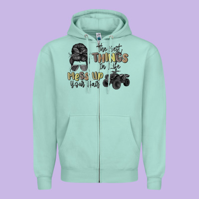 The Best Things In Life Mess Up Your Hair Zipper Hoodie Designed By Maliassmallbusiness