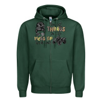 Sports Green the best things in life mess up your hair Zipper Hoodie - MaliasSmallBusiness