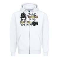 White the best things in life mess up your hair Zipper Hoodie - MaliasSmallBusiness