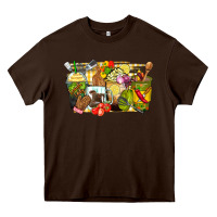 Chocolate Brown lunch lady coffee cups Heavy Core Tee - Zillion Design Studio
