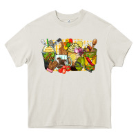 Cream lunch lady coffee cups Heavy Core Tee - Zillion Design Studio