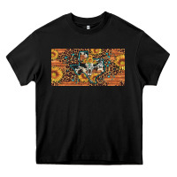 Black texas map bull skull sunflower leopard licence plate Heavy Core Tee - Artiststas