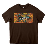 Chocolate Brown texas map bull skull sunflower leopard licence plate Heavy Core Tee - Artiststas