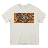 Cream texas map bull skull sunflower leopard licence plate Heavy Core Tee - Artiststas