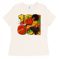 Bone 1865 Juneteenth afro woman Ladies Tee - RanaPortraitStore