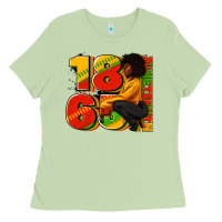 Matcha 1865 Juneteenth afro woman Ladies Tee - RanaPortraitStore