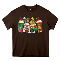 Chocolate Brown Christmas tractor coffee cups Heavy Core Tee - Zillion Design Studio
