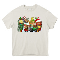 Cream Christmas tractor coffee cups Heavy Core Tee - Zillion Design Studio