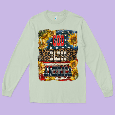 Western God Bless America Long Sleeve Tee Designed By Lillyallendesigns