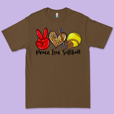 Peace Love Softball Premium Tee Designed By Zillion Design Studio