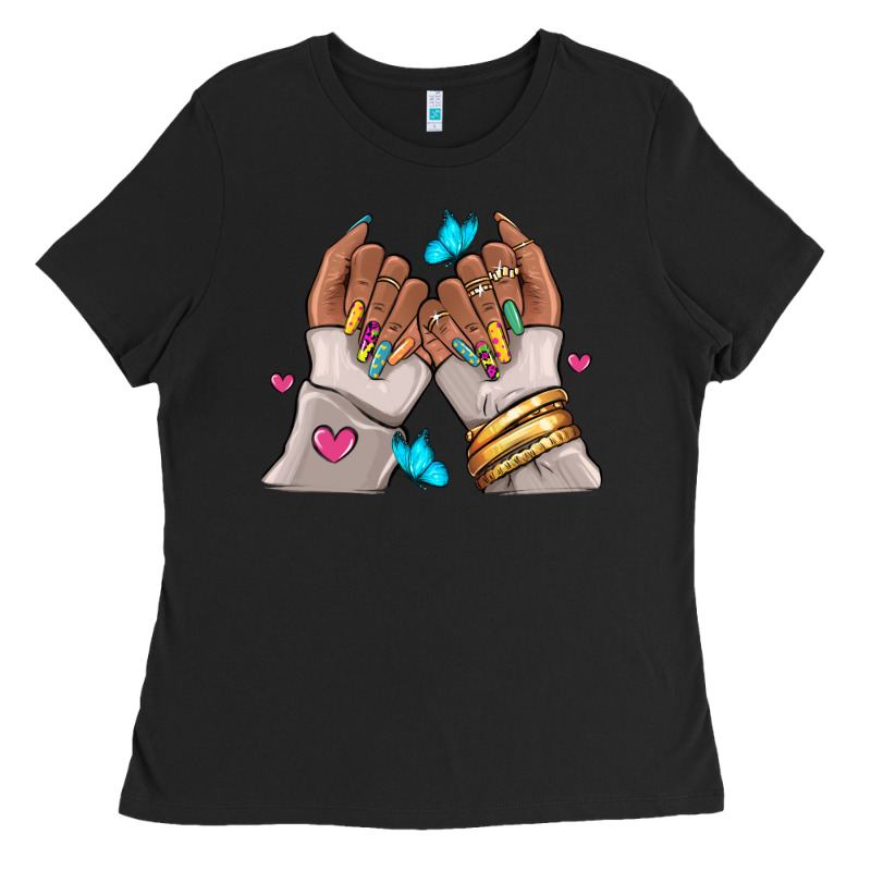 Afro Woman Nail Art Ladies Tee by RanaPortraitStore | Teevron