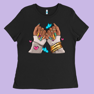 Ladies Tee Afro woman nail art