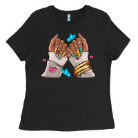 Black Afro woman nail art Ladies Tee - RanaPortraitStore