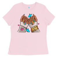Bubblegum Pink Afro woman nail art Ladies Tee - RanaPortraitStore