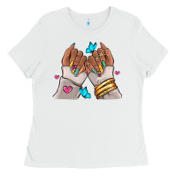 White Afro woman nail art Ladies Tee - RanaPortraitStore