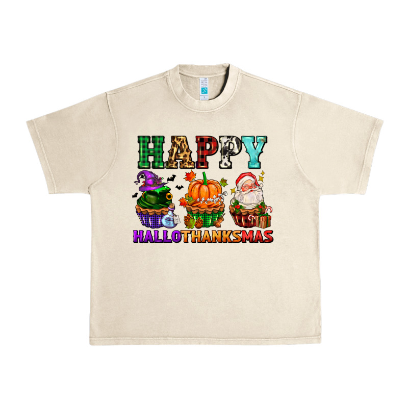 Happy Hallothanksmas With Cupcakes Urban Heavy Tee by AdoDesignShop | Teevron