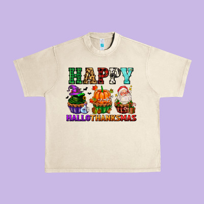 Happy Hallothanksmas With Cupcakes Urban Heavy Tee Designed By Adodesignshop