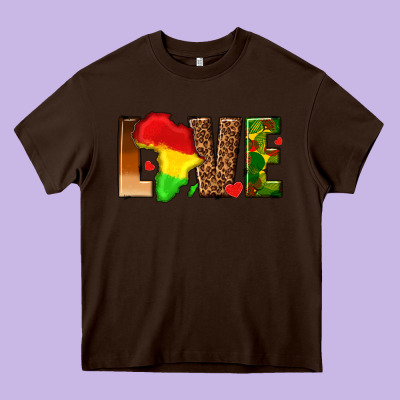 Love Melanin With African Map Heavy Core Tee Designed By Texasbilliewilder