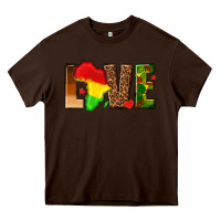 Chocolate Brown love melanin with african map Heavy Core Tee - texasbilliewilder