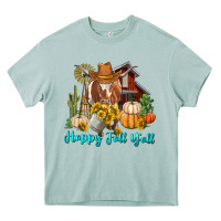 Happy Fall Y'all Longhorn Cow Heavy Core Tee | Teevron