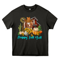 Asphalt Happy Fall Y'all Longhorn Cow Heavy Core Tee - RanaPortraitStore