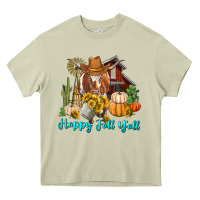 Mossy Happy Fall Y'all Longhorn Cow Heavy Core Tee - RanaPortraitStore
