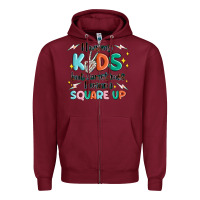 Burgundy i love my kids but sometimes i wanna square up Zipper Hoodie - MaliasSmallBusiness