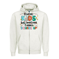 Oatmeal Heather i love my kids but sometimes i wanna square up Zipper Hoodie - MaliasSmallBusiness