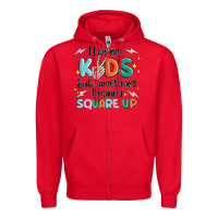 Red i love my kids but sometimes i wanna square up Zipper Hoodie - MaliasSmallBusiness