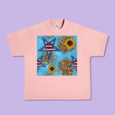 American Star And Sunflower Seamless  Pattern Urban Heavy Tee Designed By Bundleandbundleshop