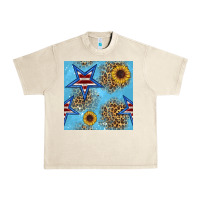 Sandshell american star and sunflower seamless  pattern Urban Heavy Tee - BundleAndBundleShop