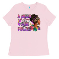 Bubblegum Pink A queen will always turn pain into power Ladies Tee - RanaPortraitStore