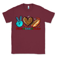 Burgundy peace love hotdogs Classic Tee - AdoDesignShop