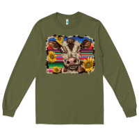 Army Green western background baby calf Long Sleeve Tee - BarkalooDesign