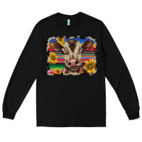 Black western background baby calf Long Sleeve Tee - BarkalooDesign