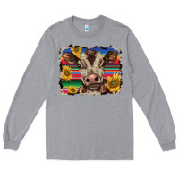Heather Grey western background baby calf Long Sleeve Tee - BarkalooDesign