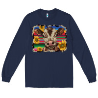 Navy western background baby calf Long Sleeve Tee - BarkalooDesign