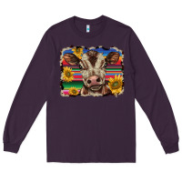 Plum western background baby calf Long Sleeve Tee - BarkalooDesign