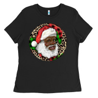 Black Afro Santa Christmas Ladies Tee - RanaPortraitStore