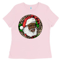 Bubblegum Pink Afro Santa Christmas Ladies Tee - RanaPortraitStore