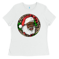White Afro Santa Christmas Ladies Tee - RanaPortraitStore