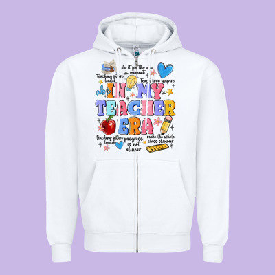 In My Teacher Era Zipper Hoodie Designed By Maliassmallbusiness