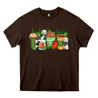 Chocolate Brown panda coffee cups Heavy Core Tee - Zillion Design Studio