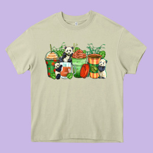 Panda Coffee Cups Heavy Core Tee Designed By Zillion Design Studio
