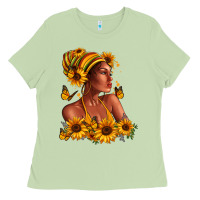 Matcha Afro American woman sunflowers Ladies Tee - RanaPortraitStore