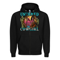 Black untamed cowgirl Zipper Hoodie - NancyCooperArtShop