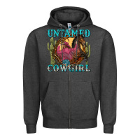 Charcoal Heather untamed cowgirl Zipper Hoodie - NancyCooperArtShop