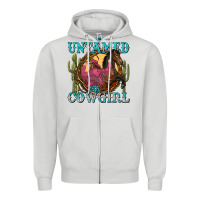 Dove Grey untamed cowgirl Zipper Hoodie - NancyCooperArtShop